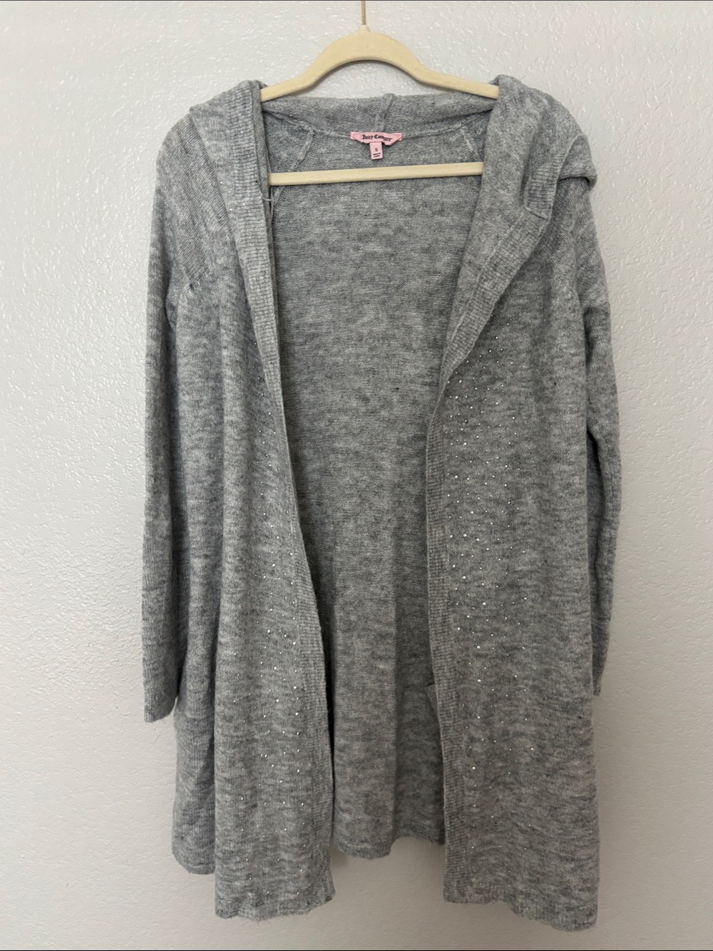 Juicy Couture cardigan delicate silver rhinestone embellishments thru knit S